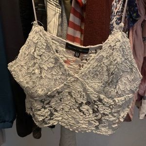 Carli Bybel lace crop top